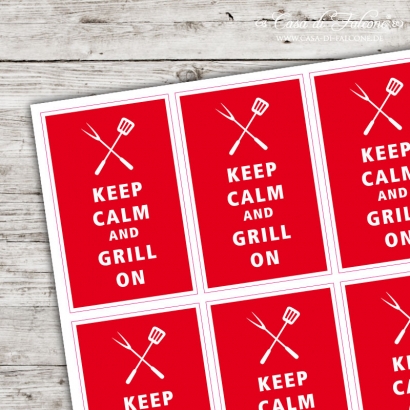 Motivaufkleber - keep calm and grill on
