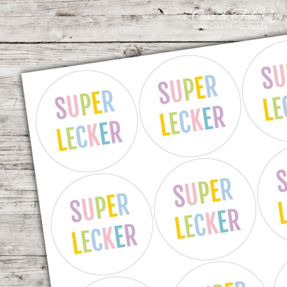 Textaufkleber bunt superlecker