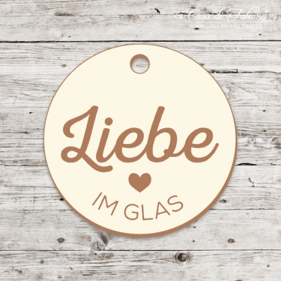 Holzanhnger mit Gravur - Liebe im Glas