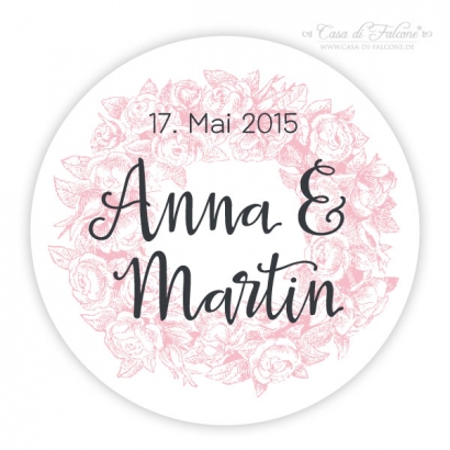 Personalisierte Hochzeitsaufkleber Rose