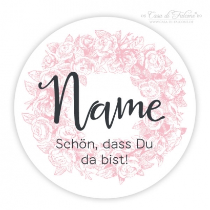 Rose - Aufkleber Namenskarte