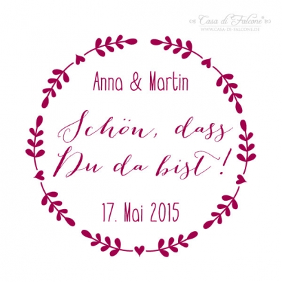 Personalisierter Stempel fr Gastgeschenke, Ranke rund