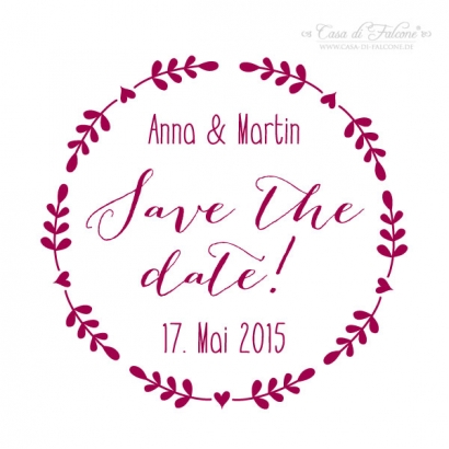 Hochzeitsstempel personalisiert Save the date, Ranke rund