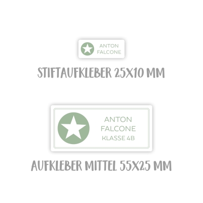 Namensaufkleber Set fr die Schule Stern