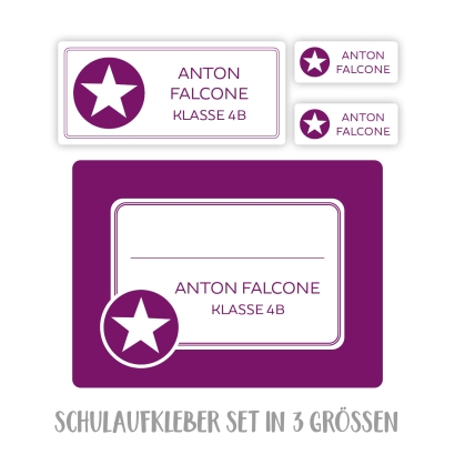 Namensaufkleber Set fr die Schule Stern