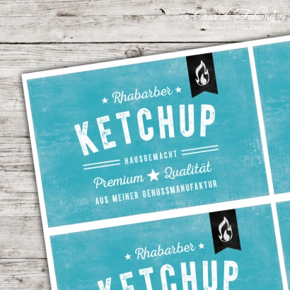 Flaschenaufkleber Rhabarber-Ketchup