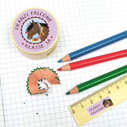Namensaufkleber Set fr die Schule Pferd
