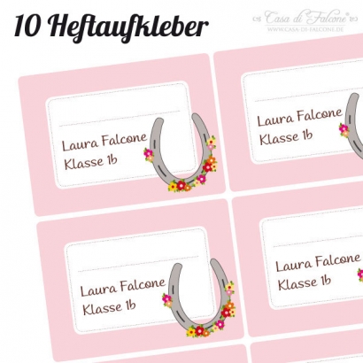 Schuletiketten Set Hufeisen