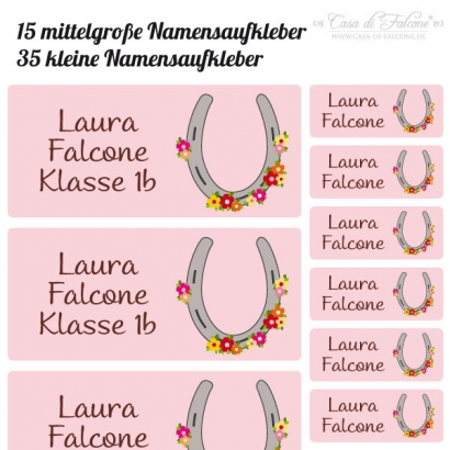 Schuletiketten Set Hufeisen