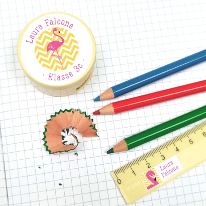 Schulaufkleber I Namensaufkleber fr die Schule Flamingo