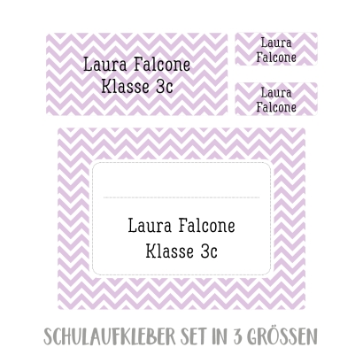 Namensaufkleber Set fr die Schule chevron