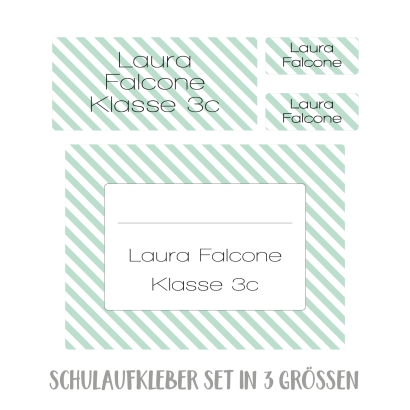 Namensaufkleber Set fr die Schule stripes