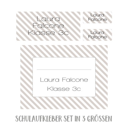 Namensaufkleber Set fr die Schule stripes