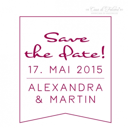 Hochzeitsstempel personalisiert Save the date, Fhnchen