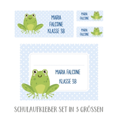 Namensaufkleber Set fr die Schule Frosch