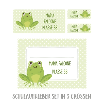 Namensaufkleber Set fr die Schule Frosch