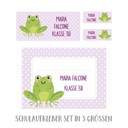 Namensaufkleber Set fr die Schule Frosch