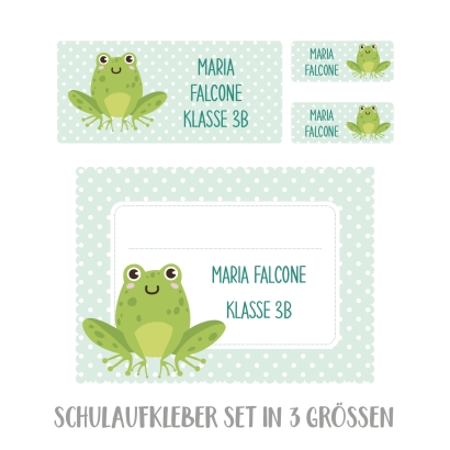 Namensaufkleber Set fr die Schule Frosch