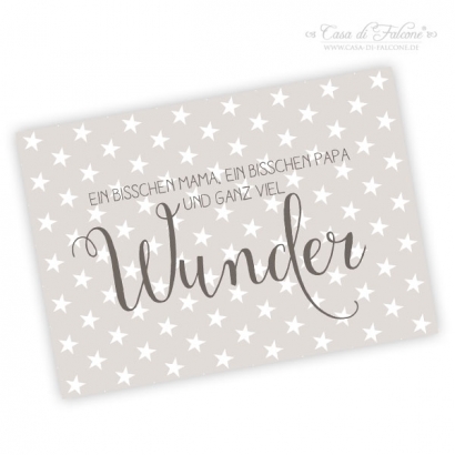 Postkarte zur Geburt, Wunder grau