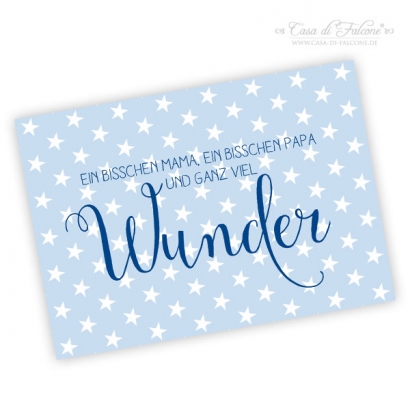 Postkarte zur Geburt, Wunder blau