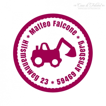 Kinderadressstempel Bagger
