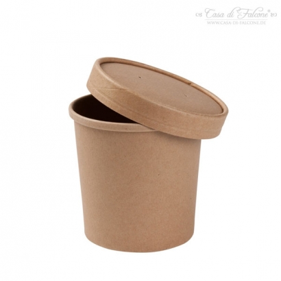 Becher mit Deckel, Kraftpapier braun