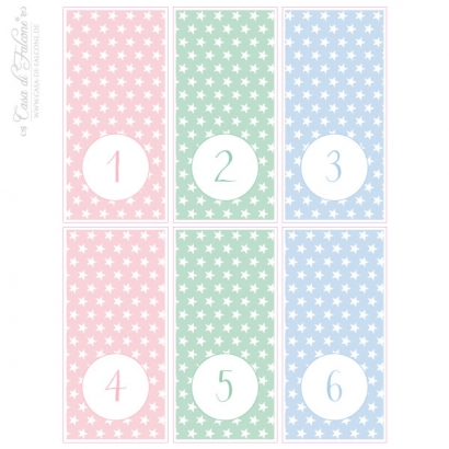 Adventskalender Aufkleber Zahlen Stern pastell