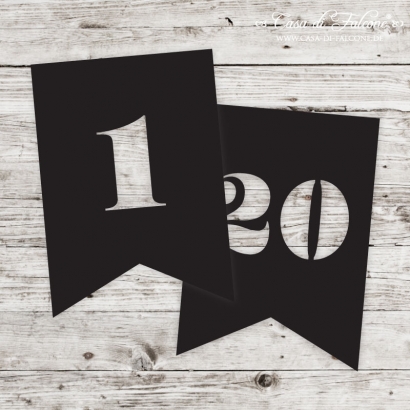 Adventskalender Zahlen Papieranhnger Fhnchen schwarz