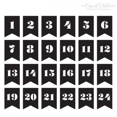 Adventskalender Zahlen Papieranhnger Fhnchen schwarz