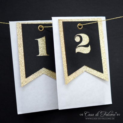 Adventskalender Zahlen Papieranhnger Fhnchen schwarz