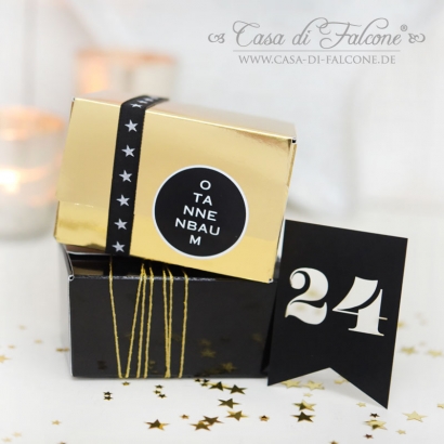 Adventskalender Zahlen Papieranhnger Fhnchen schwarz