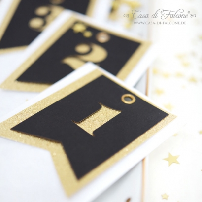 Adventskalender Zahlen Papieranhnger Fhnchen schwarz