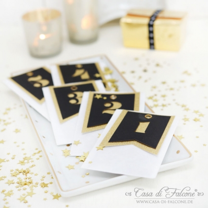 Adventskalender Zahlen Papieranhnger Fhnchen schwarz