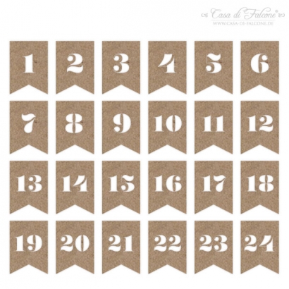 Adventskalender Zahlen Papieranhnger Fhnchen Kraftpapier