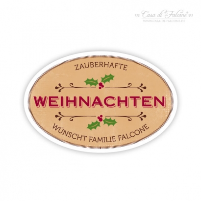 Personalisierte Aufkleber Weihnachten Nostalgie