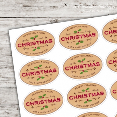 Aufkleber Weihnachten we wish you a merry christmas