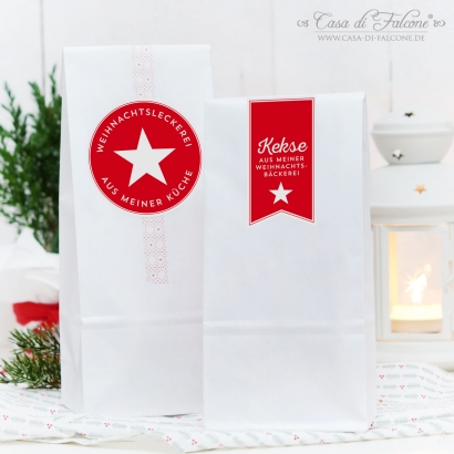 Kekstten Weihnachten 4er Set, Stern rot-weiss
