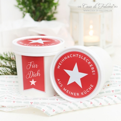 Keksverpackung Weihnachten 2er Set, Stern rot