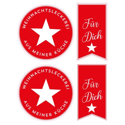Keksverpackung Weihnachten 2er Set, Stern rot