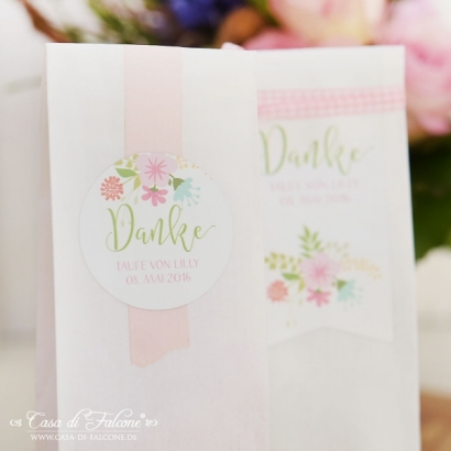 Aufkleber Danke, floral rund