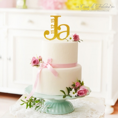 Personalisierter Cake Topper Ja, glitzer