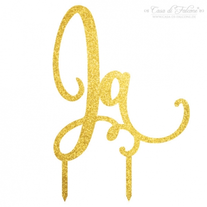 Cake topper Hochzeit Ja, glitzer