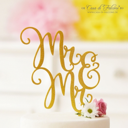 Cake topper Hochzeit Mr & Mr (Mann & Mann), glitzer