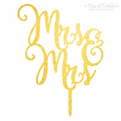 Cake topper Hochzeit Mrs & Mrs (Frau & Frau), glitzer