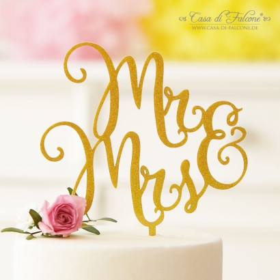 Cake topper Hochzeit Mr & Mrs (Mann & Frau), glitzer