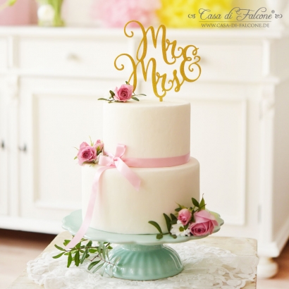 Cake topper Hochzeit Mr & Mrs (Mann & Frau), glitzer