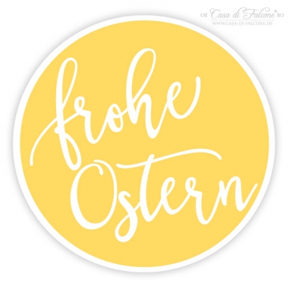 Aufkleber frohe Ostern Kalligrafie gelb, rosa, grn