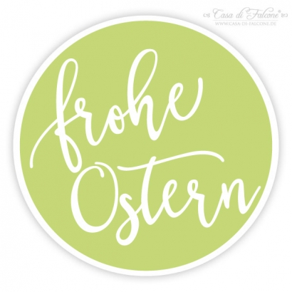 Aufkleber frohe Ostern Kalligrafie gelb, rosa, grn