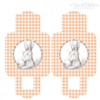 Aufkleber Ostern fr Eierschachtel, Hase Nostalgie