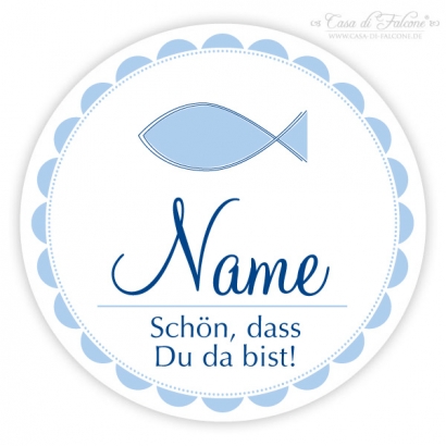Aufkleber Tischkarte Kommunion, Fisch